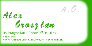 alex oroszlan business card